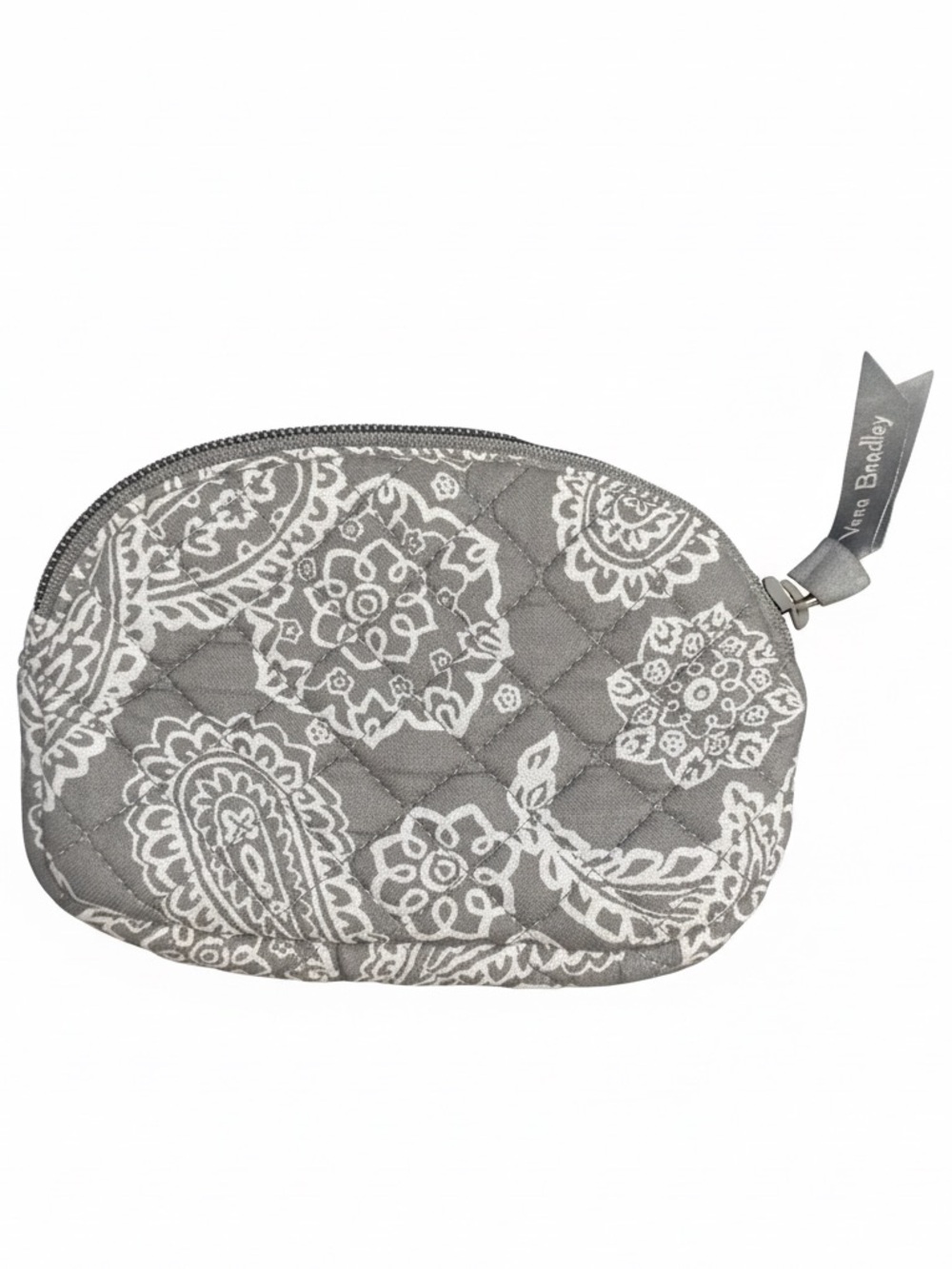 Vera Bradley Gray Quilted Paisley Coin Pouch Zip Mini Bag